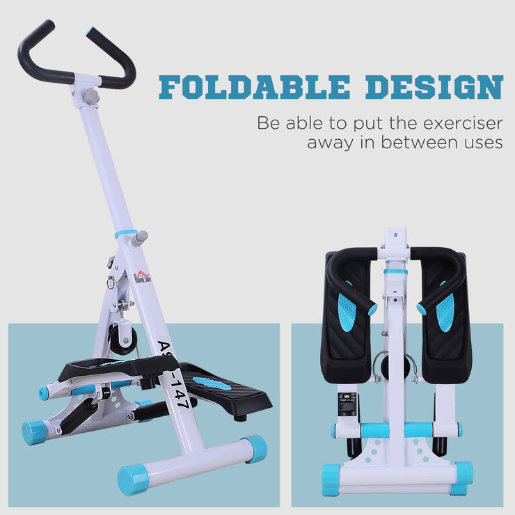 HOMCOM Foldable Stepper with Handle Bars - Compact Cardio Workout Machine