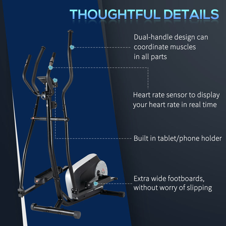 HOMCOM Adjustable Elliptical Cross Trainer with LCD Monitor & Easy Mobility