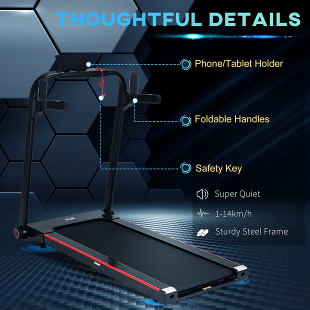 14km/h Portable Folding Treadmill with LED Monitor & Safety Features