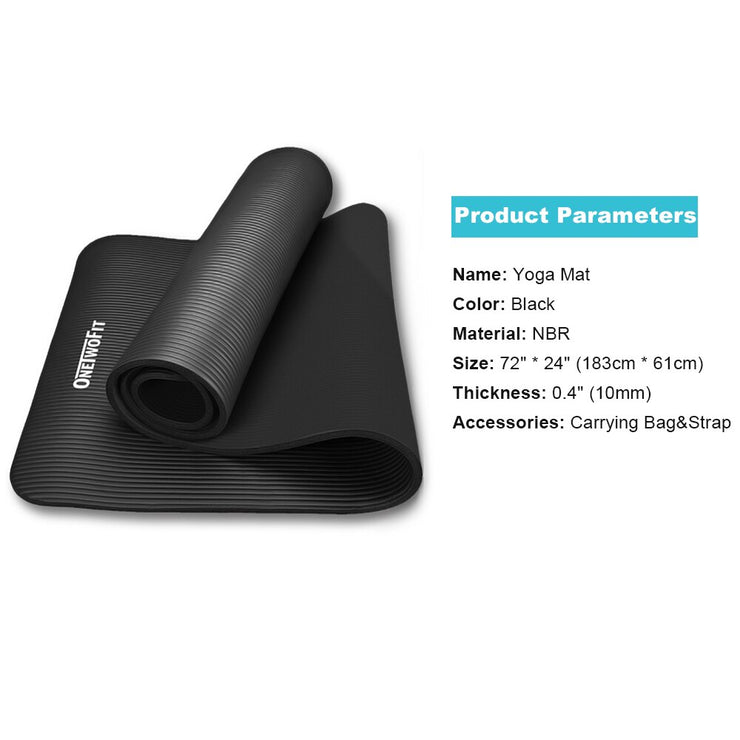 ONETWOFIT 10MM Thick foam Yoga Mat with Carrying bag and Strap